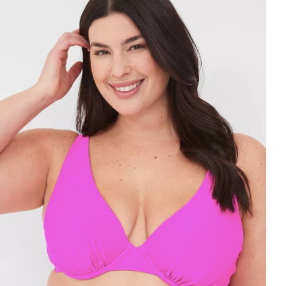 Lane Bryant lightly lined plunge bikini top. Size 42D - Picture 2 of 5